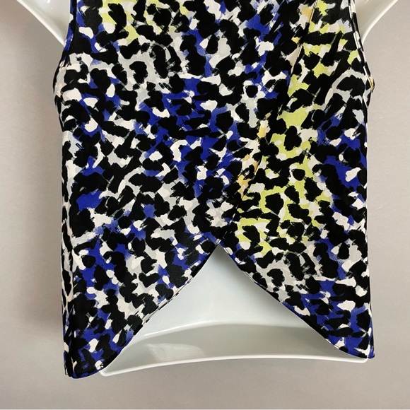Miss Selfridge Tank Top Tulip Open Back Animal Print Leopard Black Blue Size 2 - Picture 6 of 10